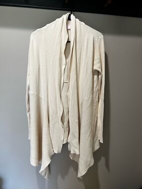 Pink Lily Cream Open-Front Draped Cardigan